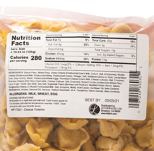 Packaged Five Cheese or Tri-Color Tortellini - Priano